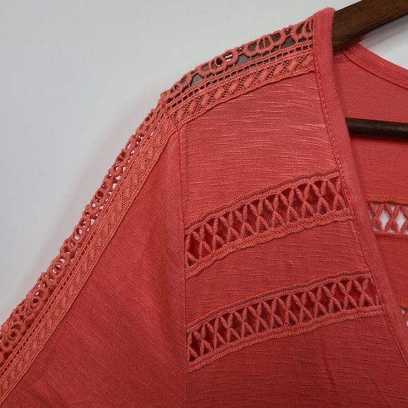 Daletta Anthropologie Orange Scoop Neck Short Sleeve Blouse Womens Large - Picture 4 of 5